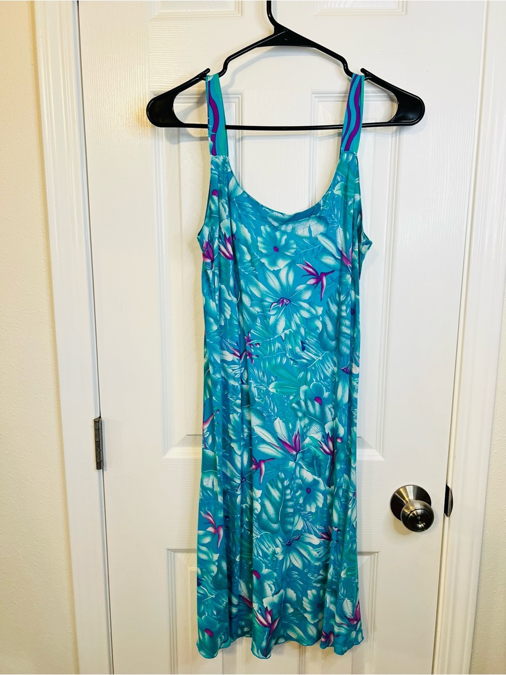 Rainbow Jo Tropical Teal and Purple Floral Slip Dress